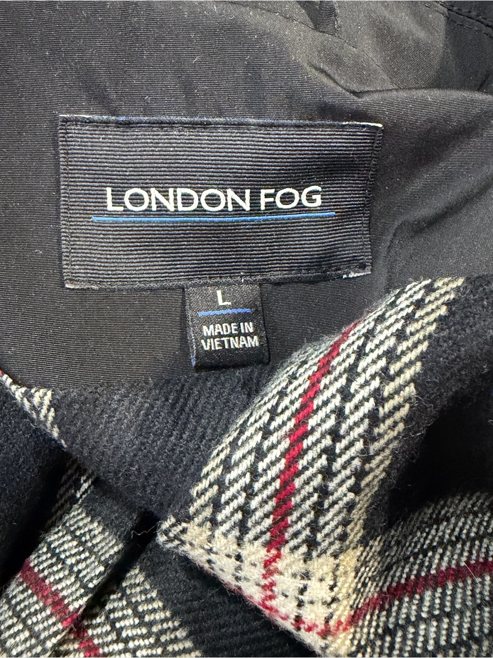 LONDON FOG Women's Black Trenchcoat/Raincoat Plaid Flannel Lined-Large - Picture 4 of 4